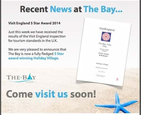   5* from Visit England The Bay and 5* Reviews from our guests on Trip Adviser